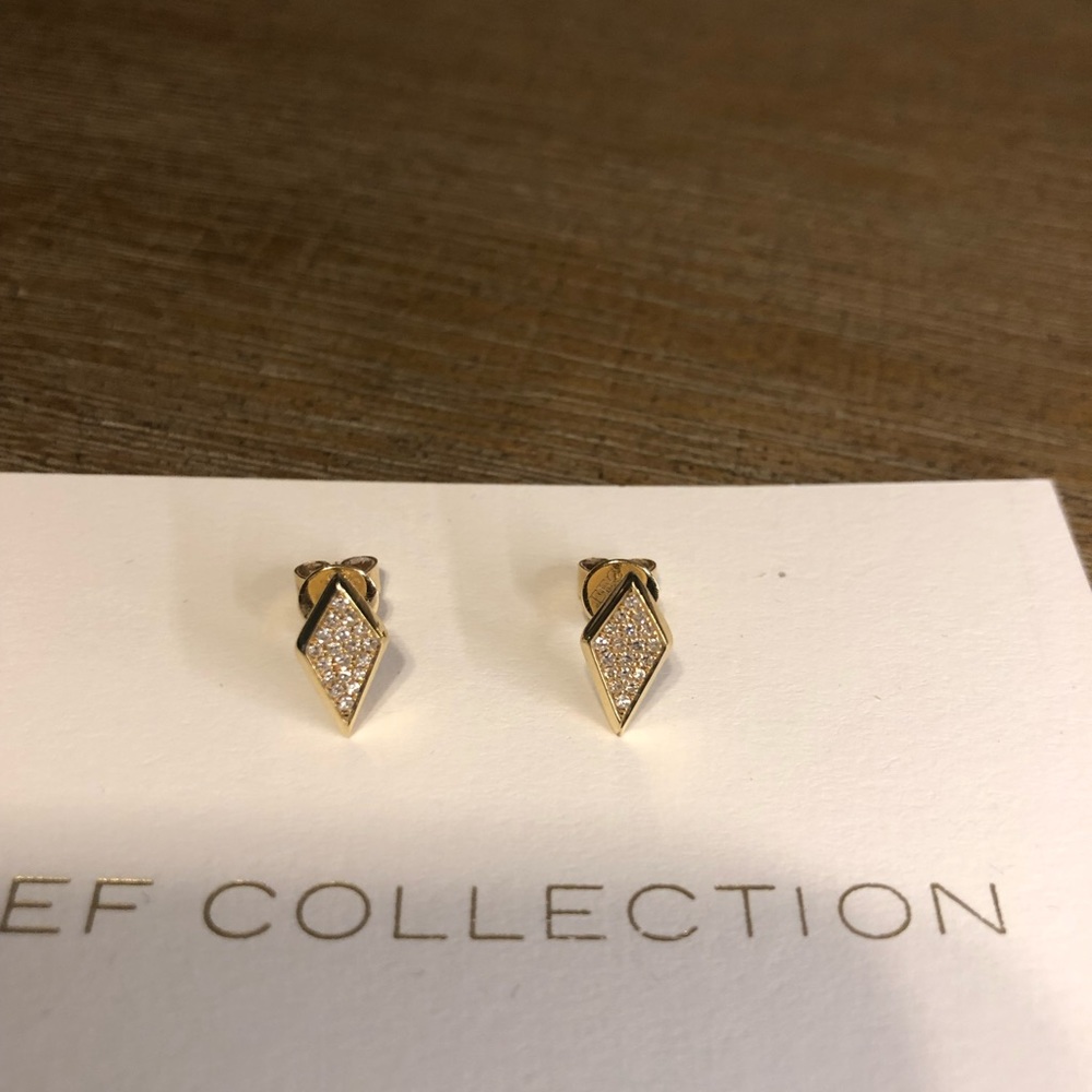 EF Collection Diamond Earrings 14K Yellow Gold NEW